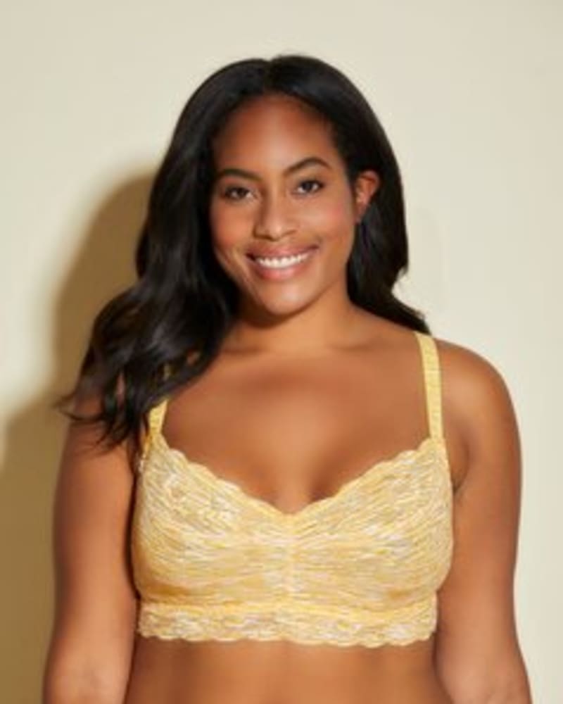 Front of a model wearing a size 1X Sweetie Lace Bralette in Zebra Serengeti by Cosabella. | dia_product_style_image_id:253640